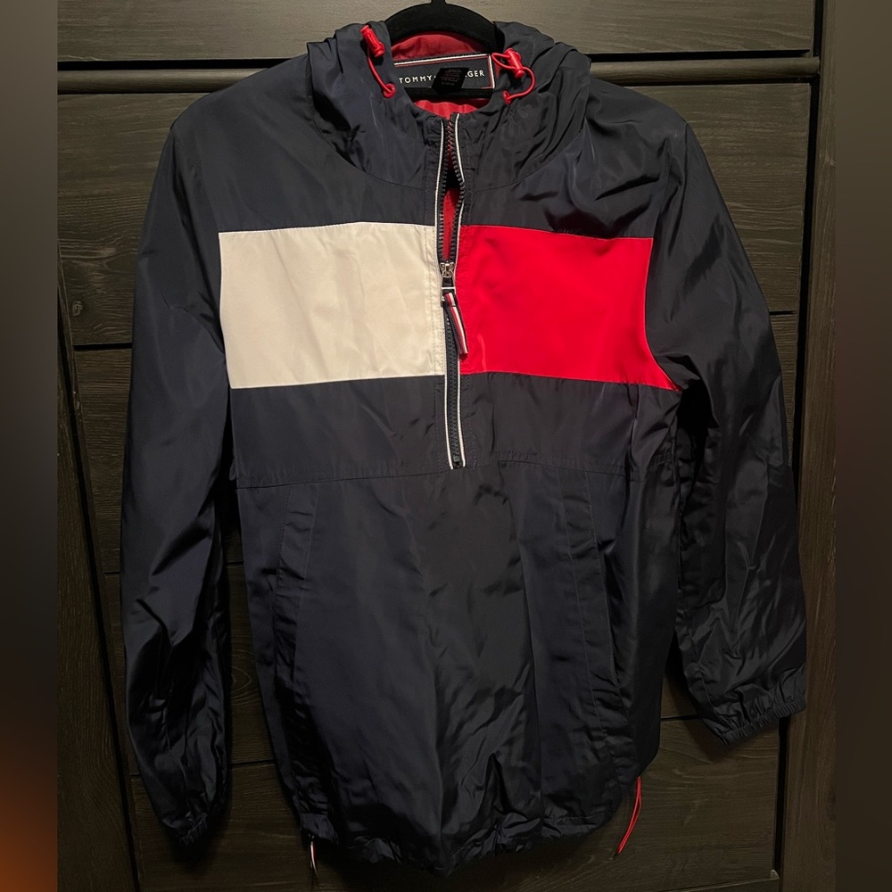 Tommy Hilfiger Blue and Red Windbreaker Jacket